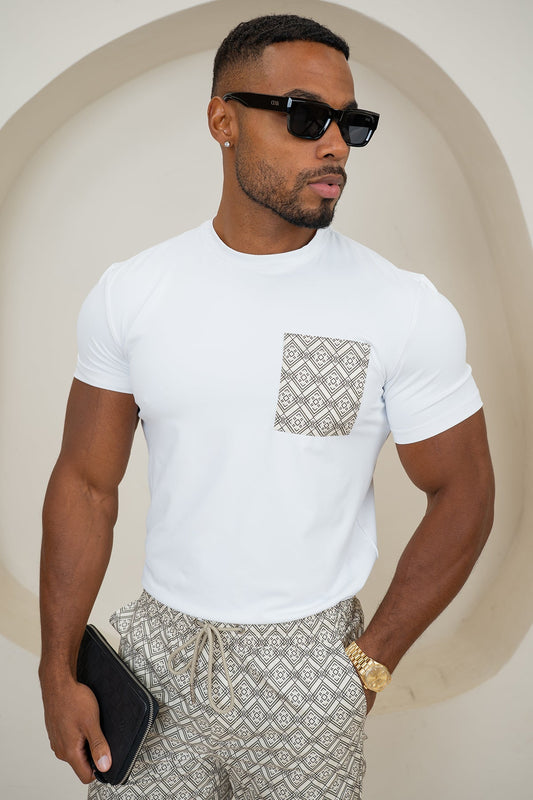 Scuba Aztec Pocket T-Shirt - White