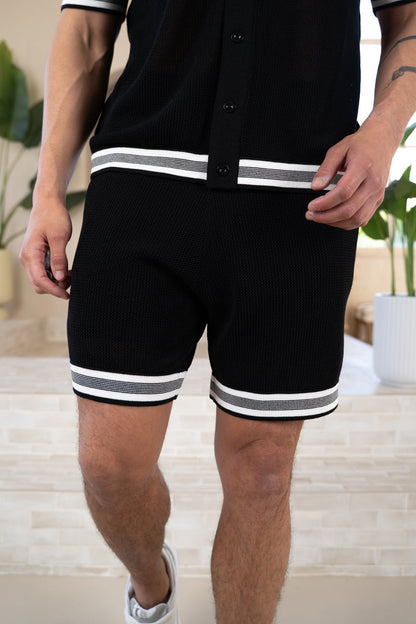 Mesh Tape Knitted Shirt - Black