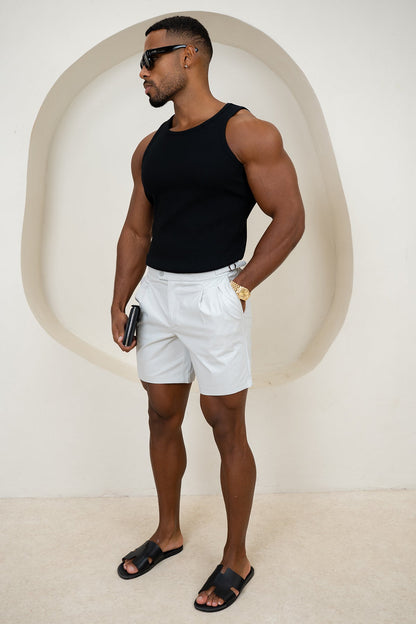 Tailored Side Buckle Shorts - Grey
