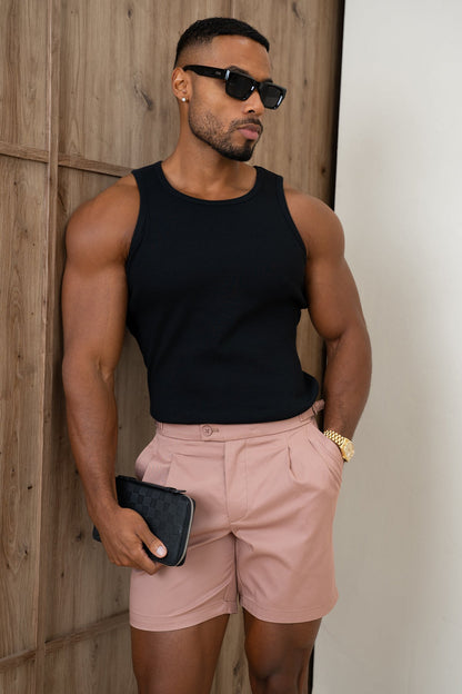 Tailored Side Buckle Shorts - Salmon