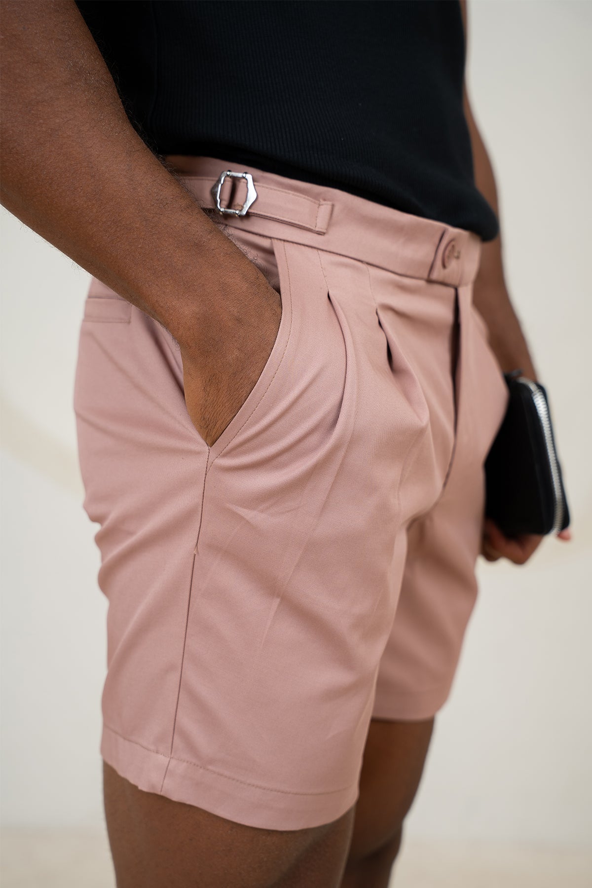 Tailored Side Buckle Shorts - Salmon