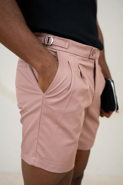 Tailored Side Buckle Shorts - Salmon