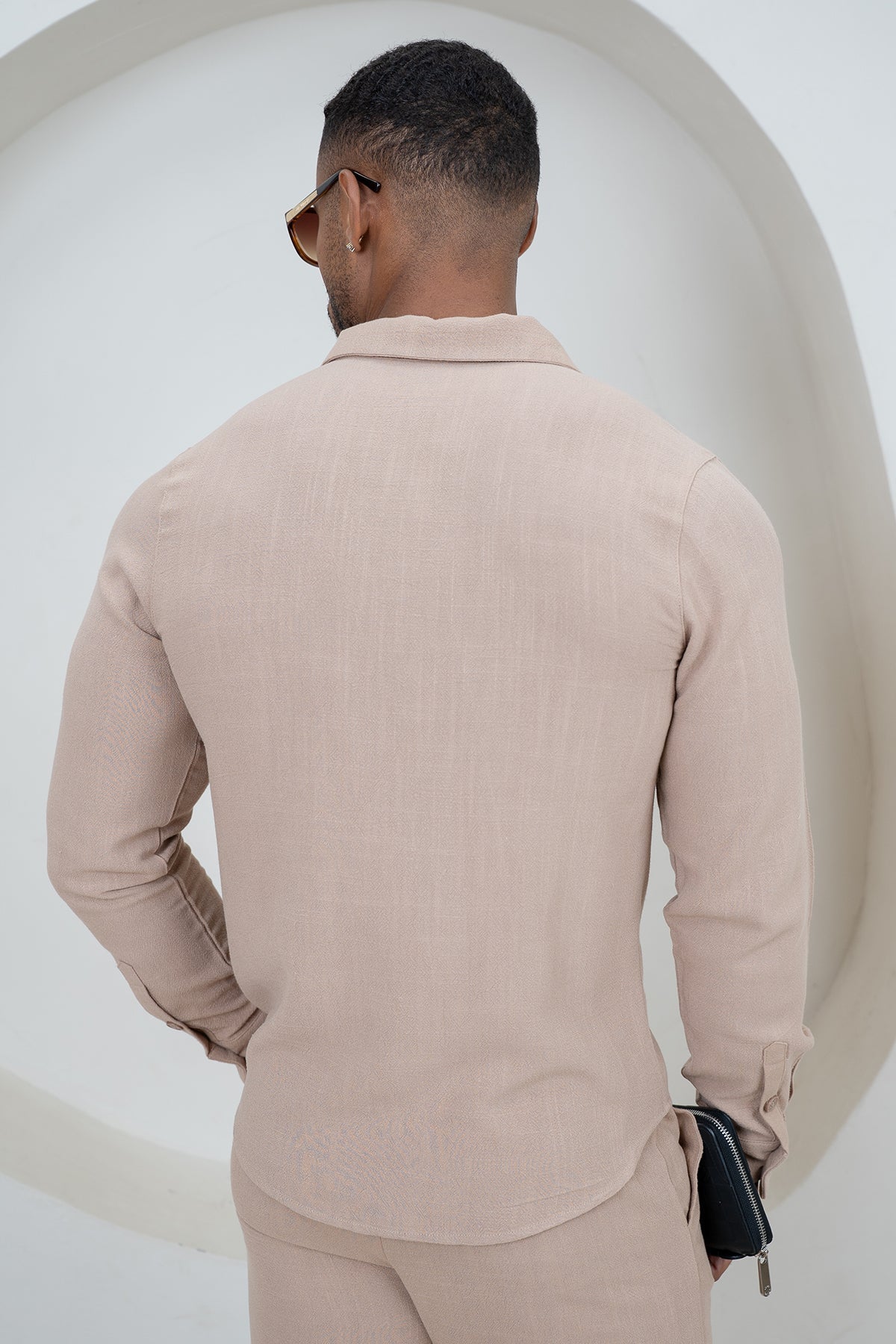 Linen Long Sleeve Resort Shirt - Stone