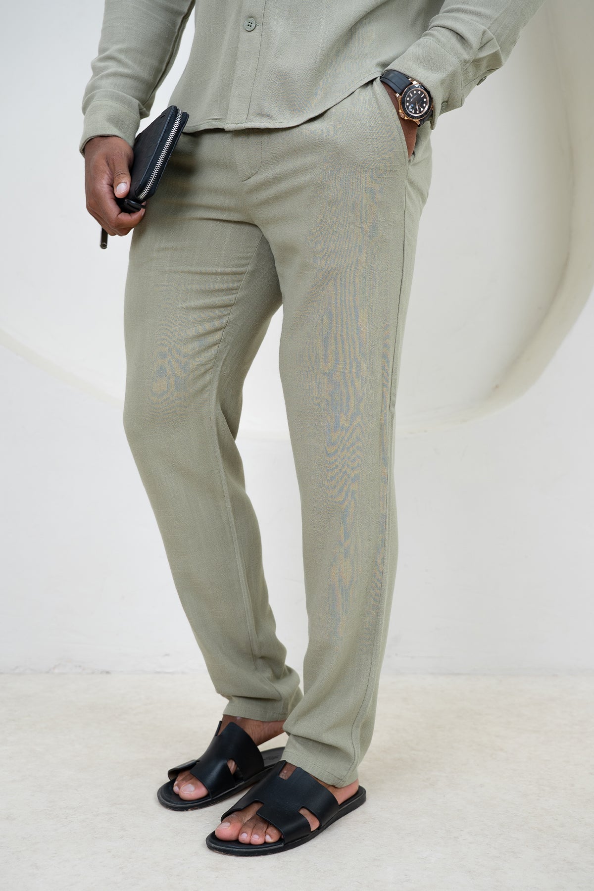 Linen Resort Trouser - Olive