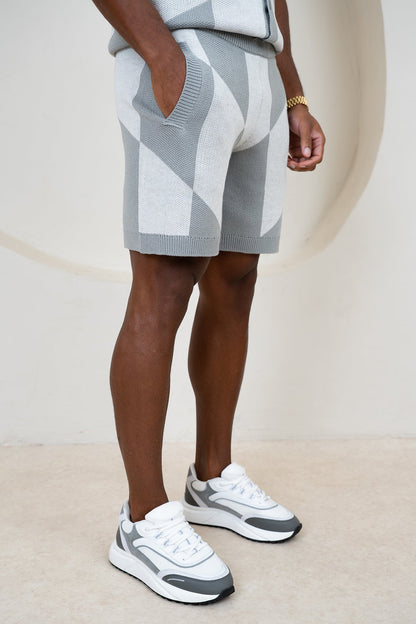 Check Knit Shorts - Grey