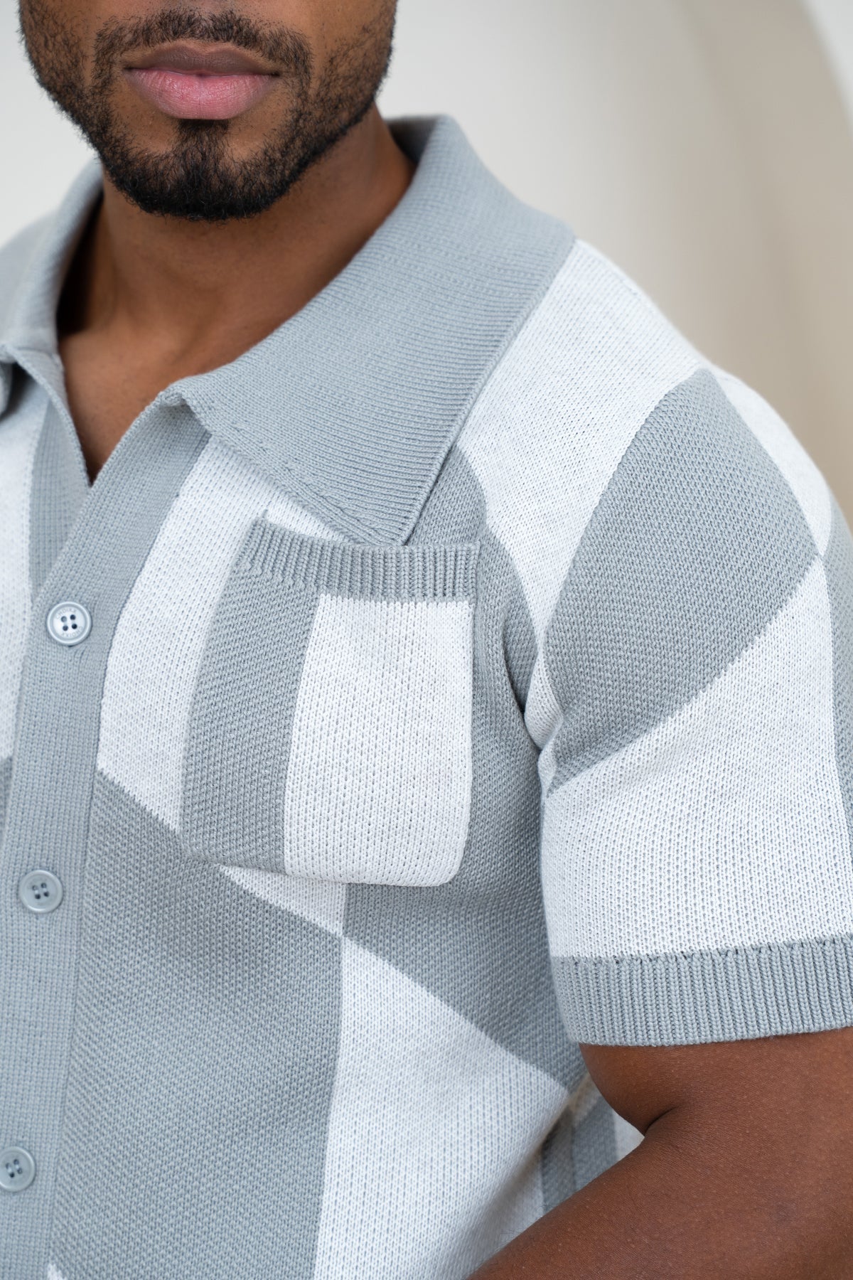 Check Knit Shirt - Grey