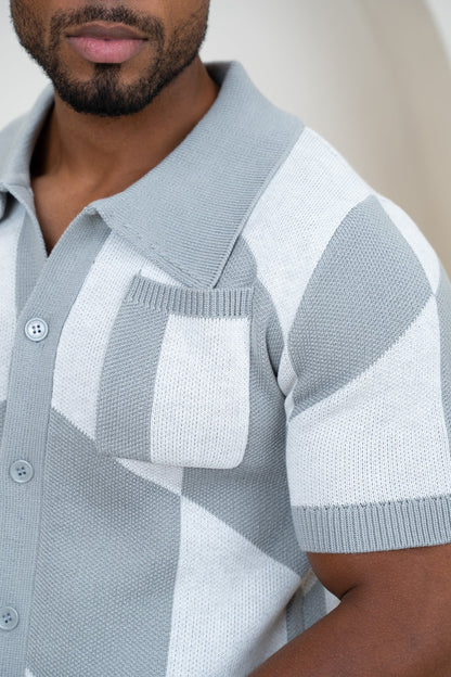 Check Knit Shirt - Grey