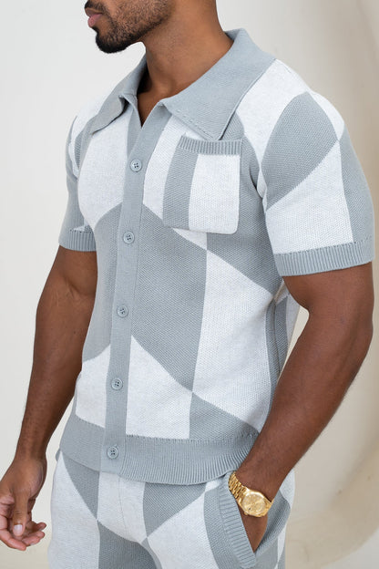 Check Knit Shirt - Grey