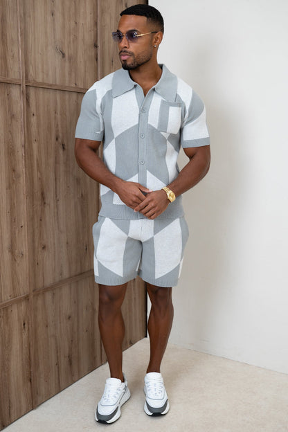 Check Knit Shirt - Grey