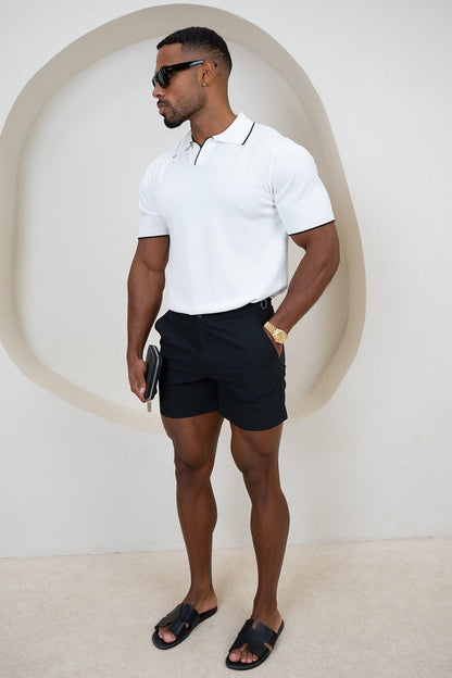 Contrast Slim Fit Polo - White