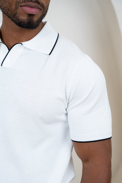 Contrast Slim Fit Polo - White
