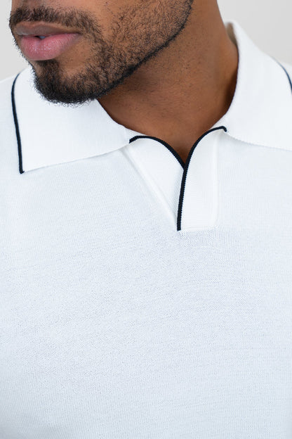 Contrast Slim Fit Polo - White