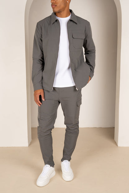Premium Detail Cargo Jacket V2 - Charcoal