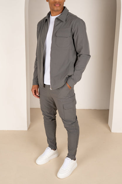 Premium Detail Cargo Jacket V2 - Charcoal