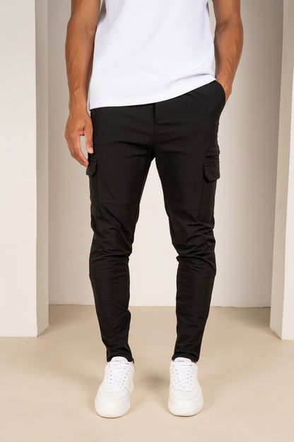 Premium Detail Cargo Pants V2 - Black
