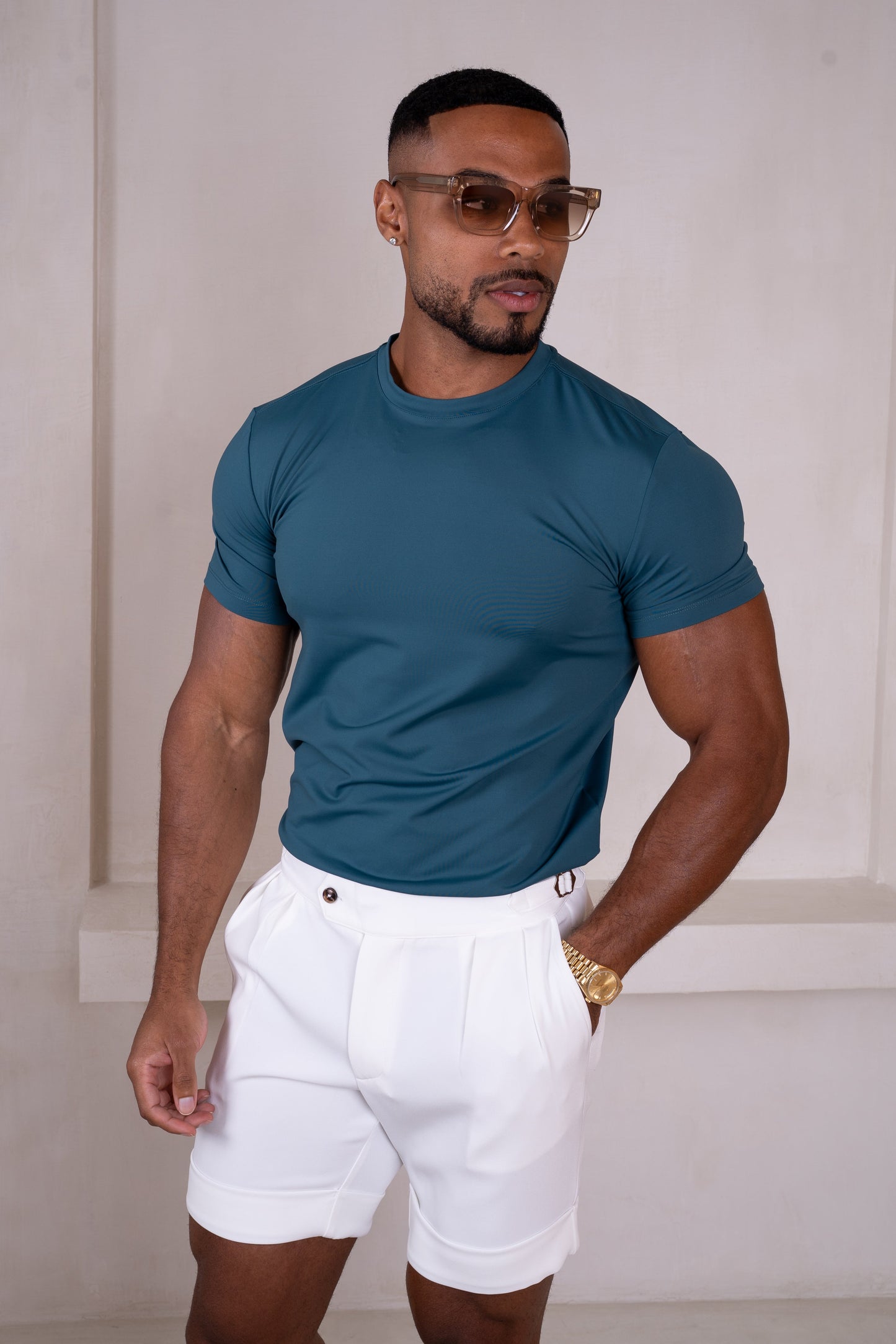 Buckle and Pleat Shorts - Off White