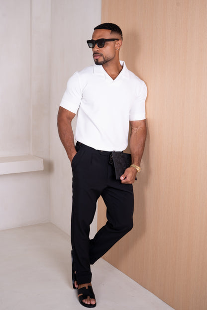 Scuba Open Neck Revere Polo - White