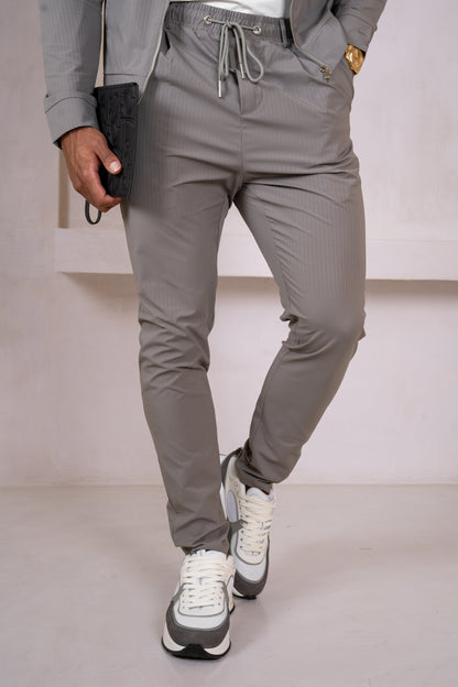 Pinstripe Cargo Utility Overshirt - Grey