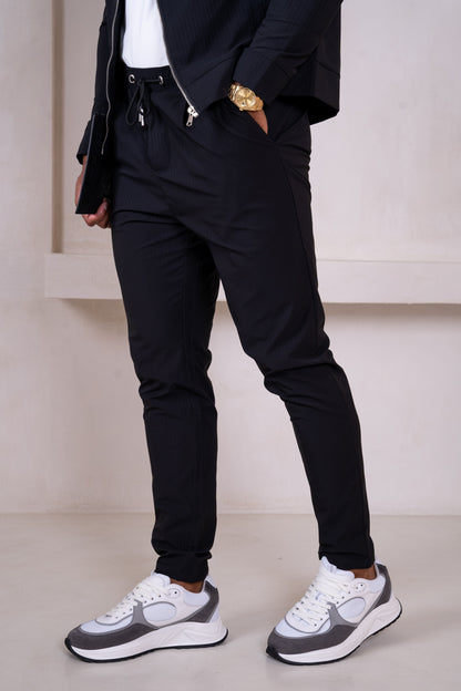 Pinstripe Cargo Utility Overshirt - Black