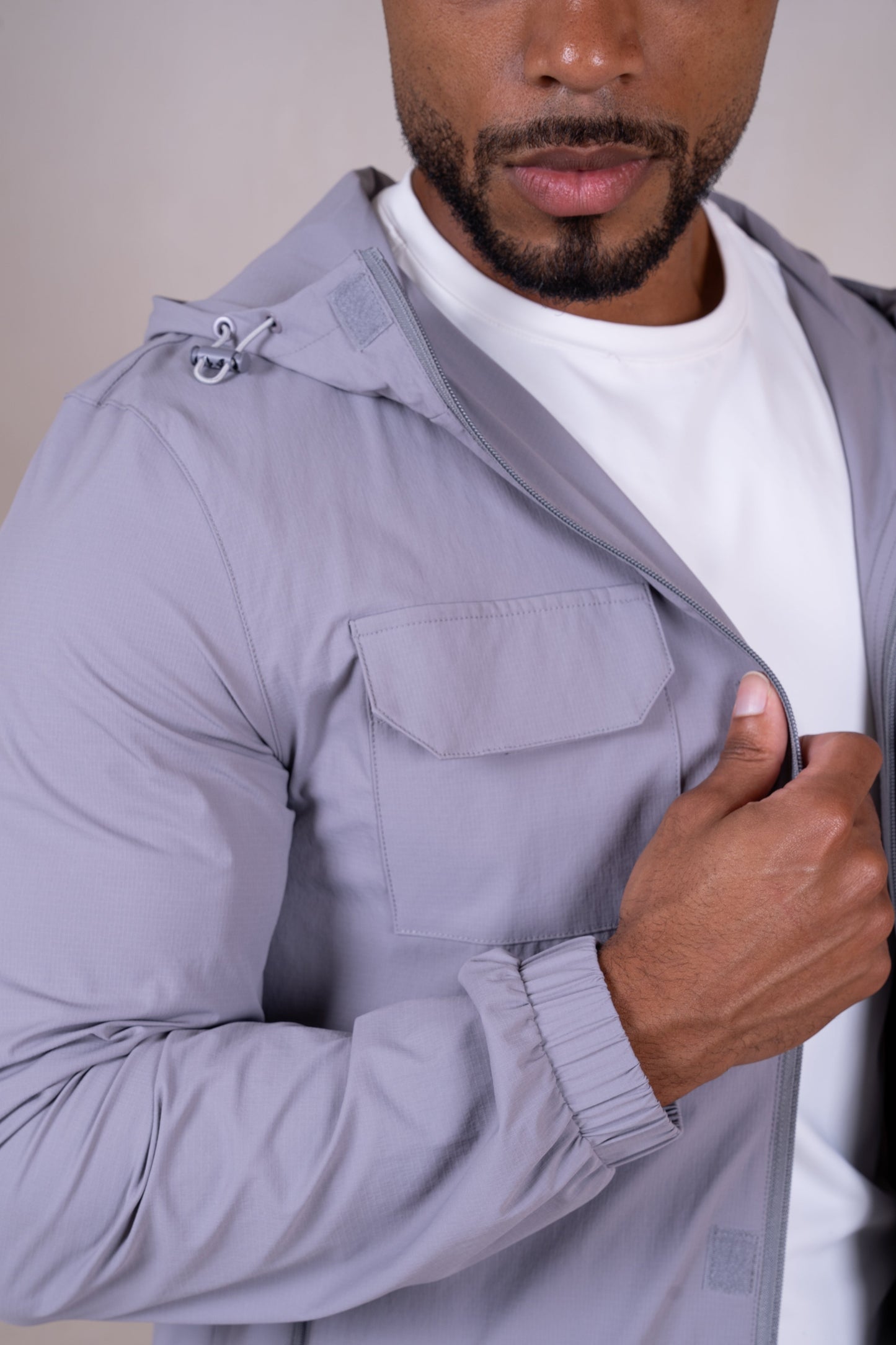 Technical V3 Cargo Windbreaker Jacket - Grey