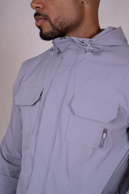 Technical V3 Cargo Windbreaker Jacket - Grey