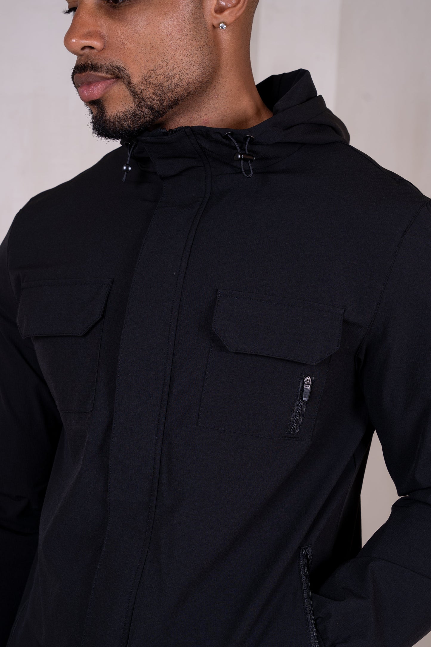 Technical V3 Cargo Windbreaker Jacket - Black