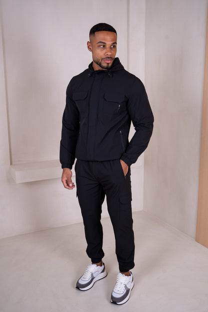 Technical V3 Cargo Windbreaker Jacket - Black