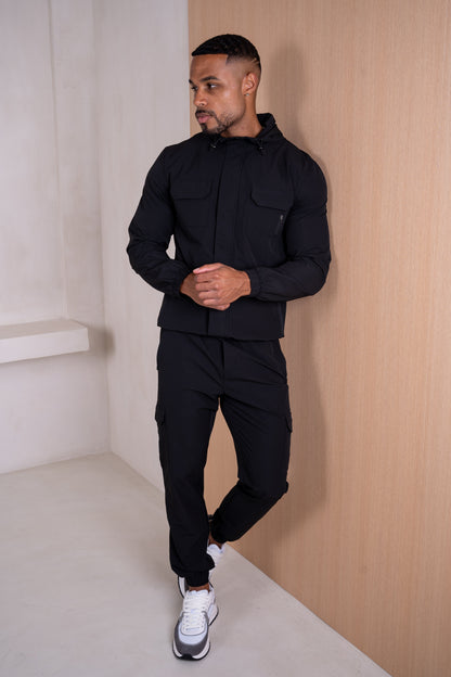 Technical V3 Cargo Windbreaker Jacket - Black