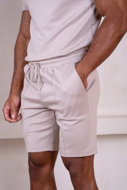 Premium Scuba Pintuck Shorts - Taupe