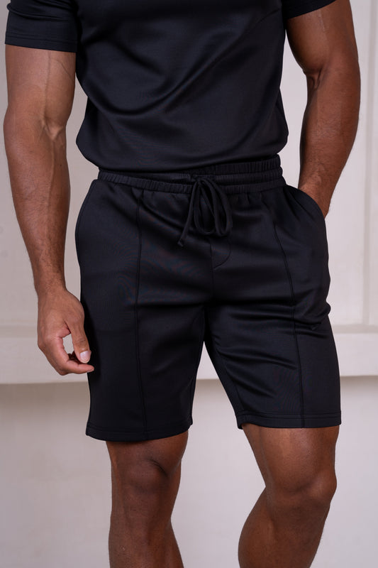 Premium Scuba Pintuck Shorts - Black