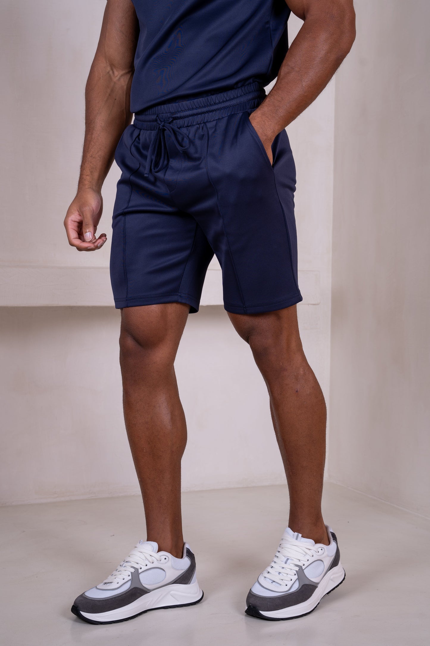 Premium Scuba Pintuck Shorts - Navy