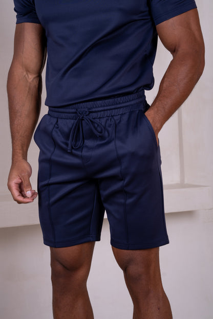 Premium Scuba Pintuck Shorts - Navy