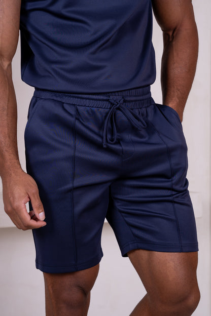 Premium Scuba Pintuck Shorts - Navy