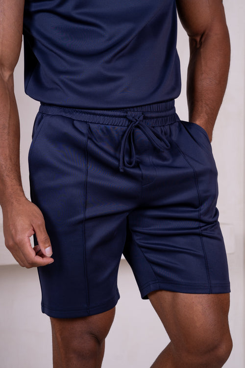 Premium Scuba Pintuck Shorts - Navy