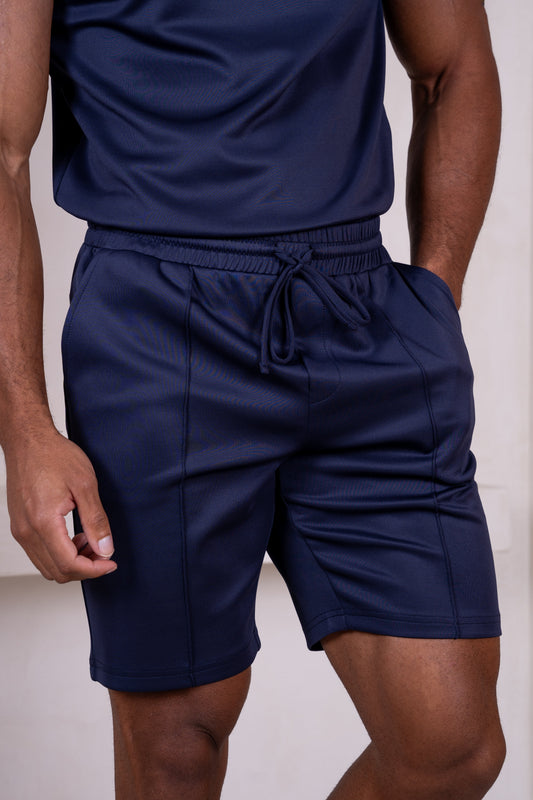 Premium Scuba Pintuck Shorts - Navy