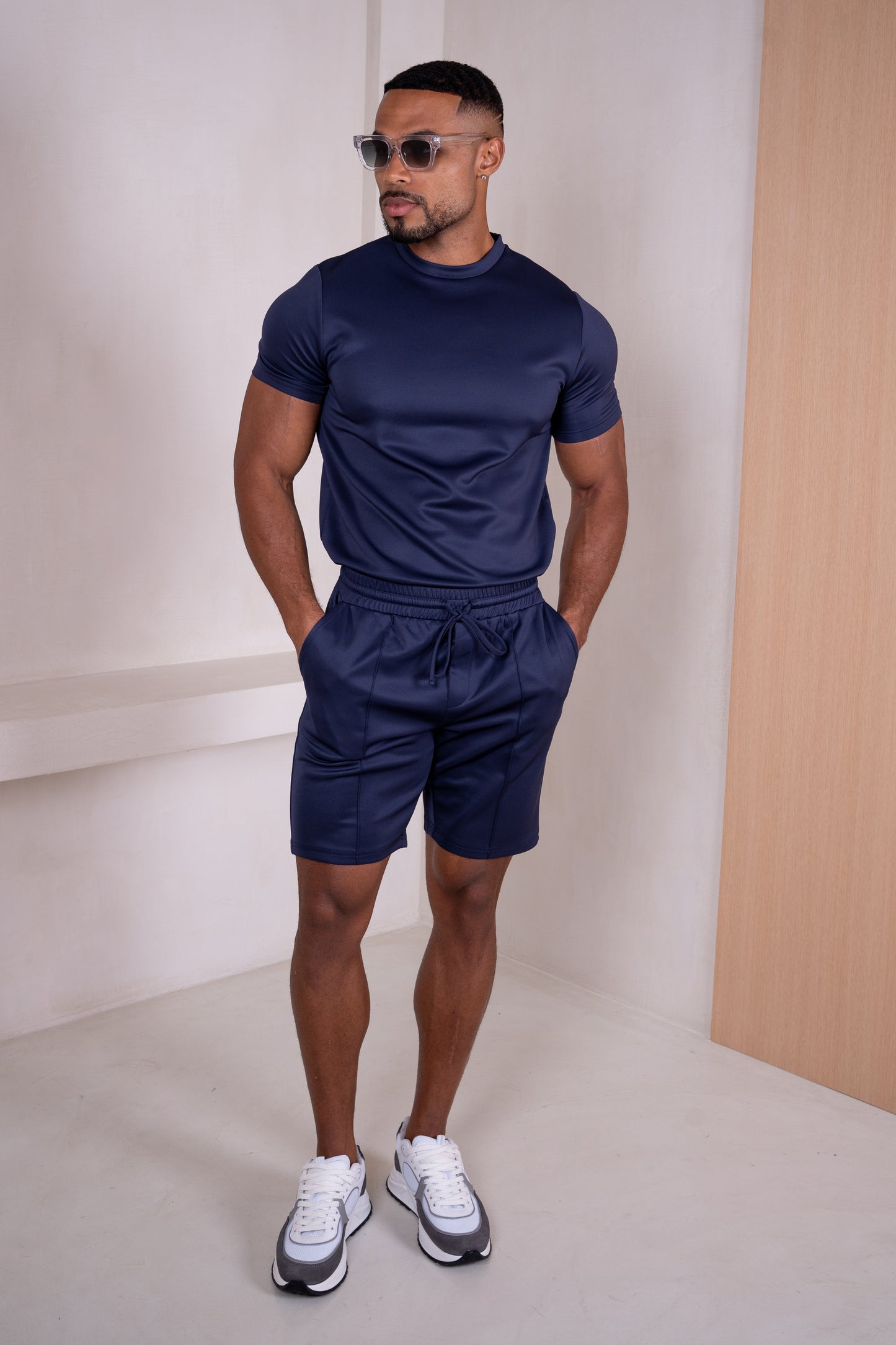 Premium Scuba Pintuck Shorts - Navy