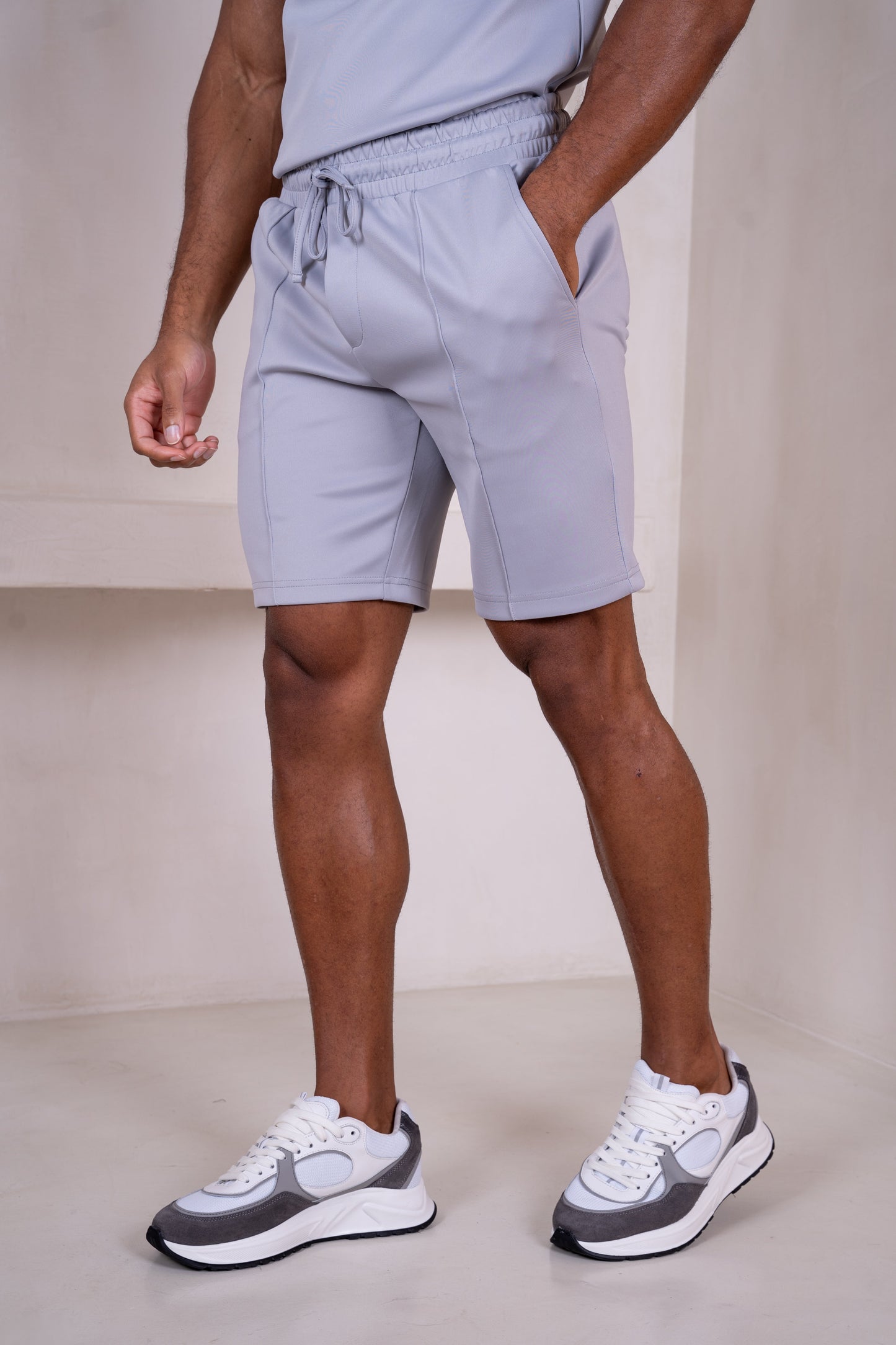 Premium Scuba Pintuck Shorts - Grey