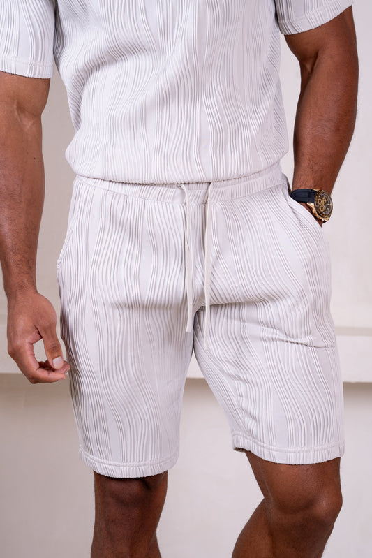 Ripple Texture Shorts - Light Grey