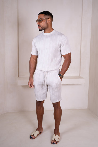 Ripple Texture Slim Fit T-Shirt - Light Grey
