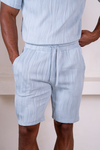 Ripple Texture Shorts - Pale Blue