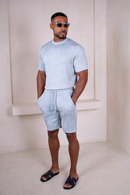 Ripple Texture Shorts - Pale Blue