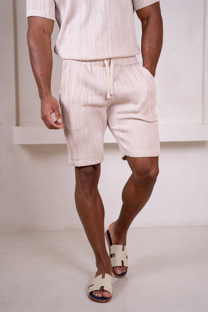 Ripple Texture Shorts - Taupe