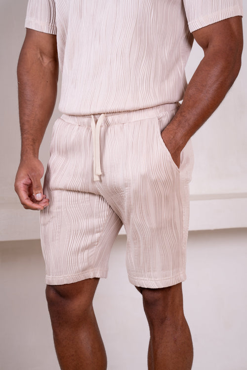 Ripple Texture Shorts - Taupe