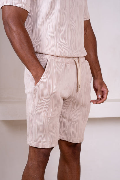 Ripple Texture Shorts - Taupe