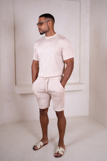 Ripple Texture Shorts - Taupe