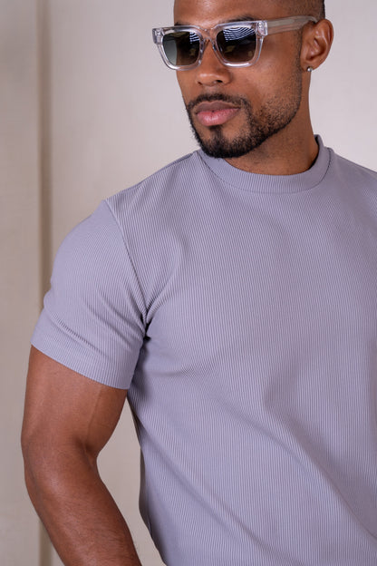 Pleated Slim Fit T-Shirt - Grey
