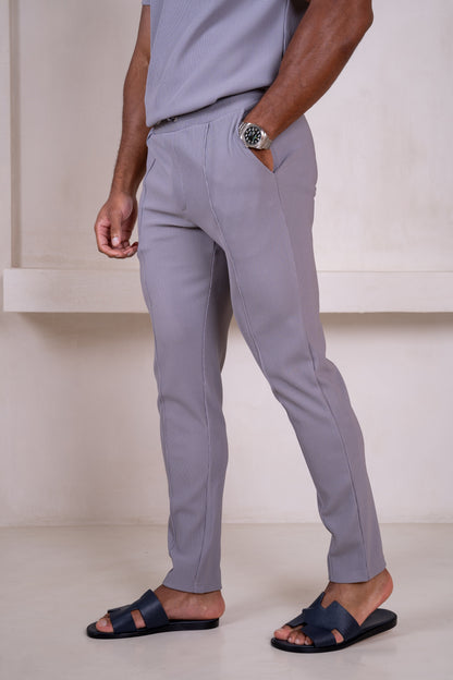 Pleated Slim Fit T-Shirt - Grey