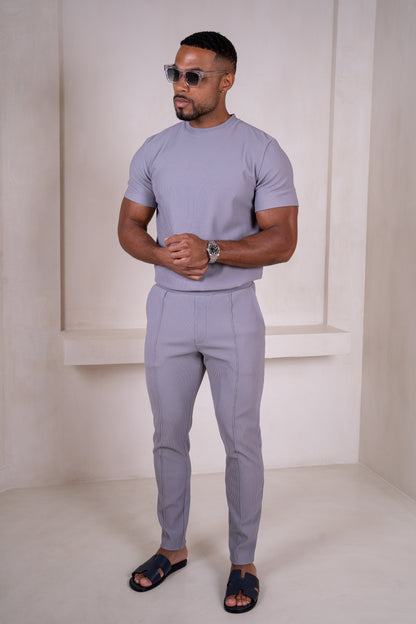 Pleated Slim Fit T-Shirt - Grey