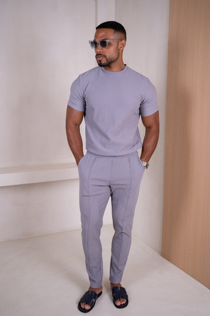 Pleated Slim Fit T-Shirt - Grey