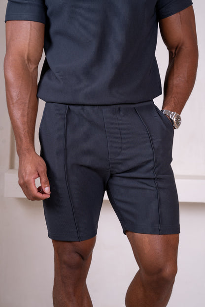 Pleated Slim Fit Shorts - Charcoal